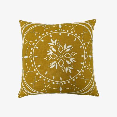 Dunelm Furn. Mandala Ochre Cushion Yellow and White