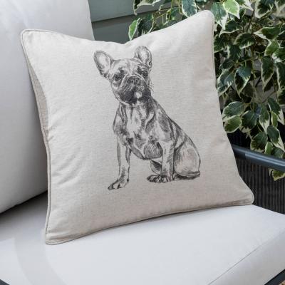 Dunelm French Bulldog Square Outdoor Cushion MultiColoured