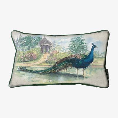 Dunelm Aquarelle Peacock Cushion MultiColoured