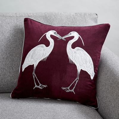 Dunelm Heron Plum Cushion Red/White