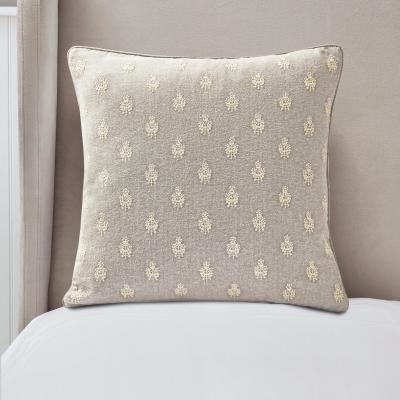 Dunelm Dorma Purity Carro Embroidered Cushion Grey and White