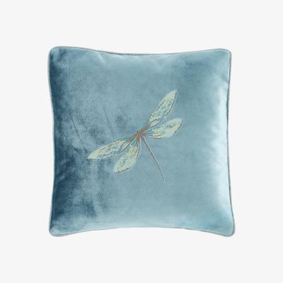 Dunelm Dragonflies Teal Embroidered Cushion Blue and Brown