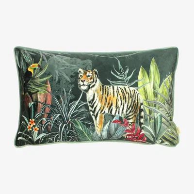 Dunelm Zinara Tiger Cushion Yellow/Pink/Green