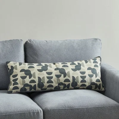 Dunelm Monochrome Geometric 30cm x 80cm Cushion Black, White and Grey