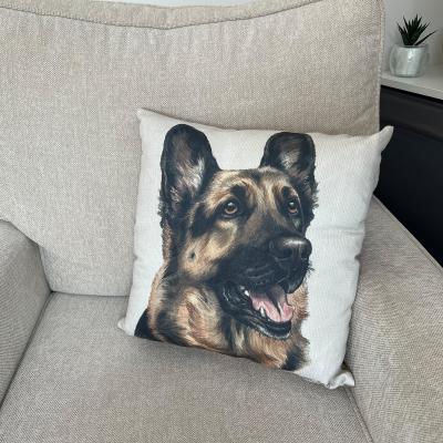 Dunelm Christine Varley German Shepard Square Cushion Brown