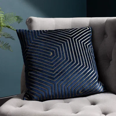 Dunelm Evoke Velvet Cushion Navy
