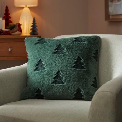 Dunelm Faux Fur Green Christmas Tree Cushion
