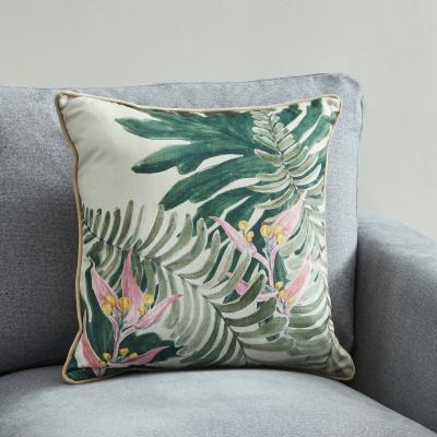 Dunelm Jungle Leaf Cushion Green, Blue and Yellow