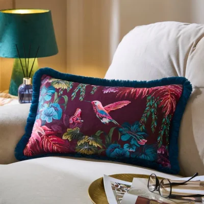 Dunelm Bright Rainbow Birds Rectangle Cushion