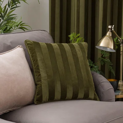 Dunelm Milford Stripe Square Cushion Moss Green
