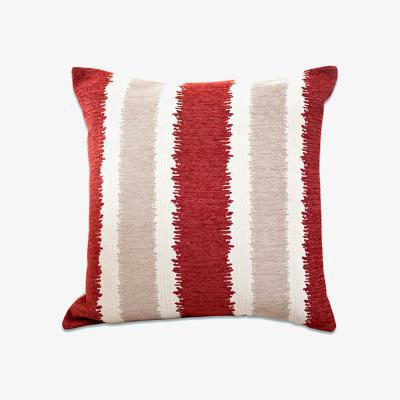 Dunelm Large Chenille Striped Cushion Red