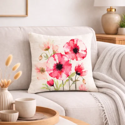 Dunelm Poppy Square Cushion