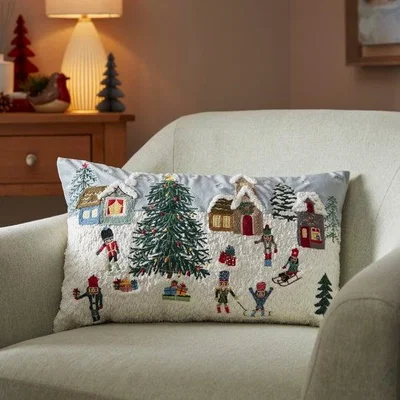 Dunelm Christmas Scene Rectangle Cushion