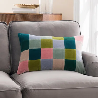 Dunelm Clara Patchwork Velvet Rectangle Cushion