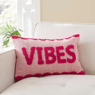 Dunelm Vibes Bright Slogan Cushion Fuschia with Grape (Pink)