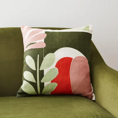 Dunelm Elements Lokke Cut Out Cushion Green/Pink/White