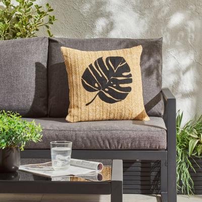 Dunelm Printed Leaf Raffia Weave Base Cushion Natural