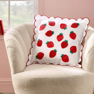 Dunelm Catherine Lansfield Strawberry Rectangle Cushion
