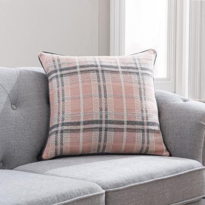 Dunelm Bonnie Check Pink Cushion Blush, Grey and White