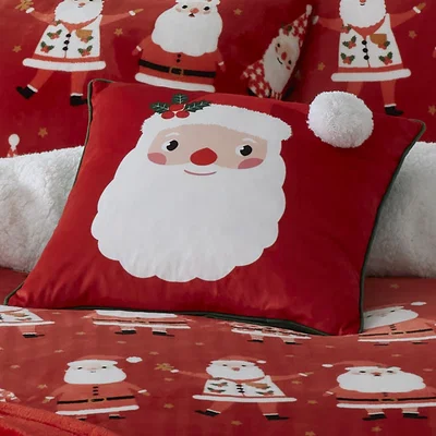 Dunelm Bedlam Jolly Santa Cushion 43x43cm Red
