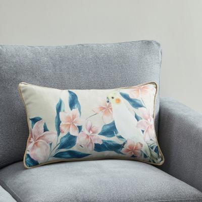 Dunelm Jungle Cockatiel Cushion White, Blue and Orange
