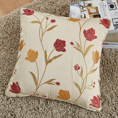 Dunelm Curtina Juliette Natural & Red Cushion Cream/Red