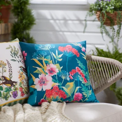 Dunelm Watercolour Floral Outdoor Square Cushion