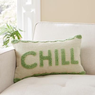 Dunelm Chill Bright Slogan Cushion Green