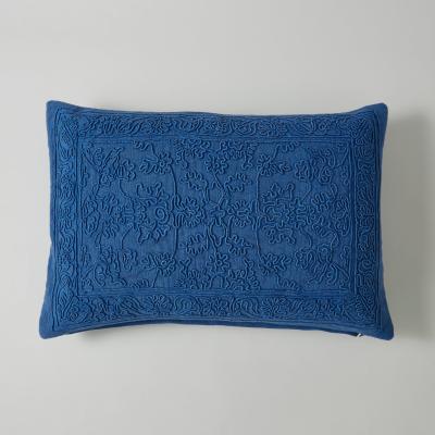 Dunelm Stone Washed Oriental Cushion Cobalt Blue
