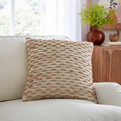 Dunelm Jute Loop Striped Square Cushion