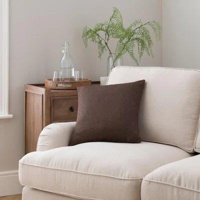 Dunelm Barkweave Square Cushion Bitter Chocolate (Brown)