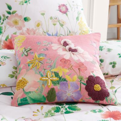 Dunelm RHS Cottage Meadow Square Cushion Pink