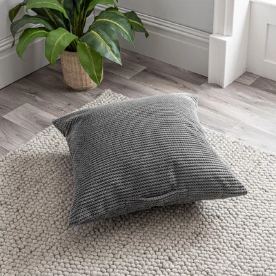Dunelm Jenson Charcoal Square Floor Cushion Charcoal