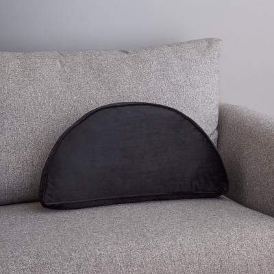 Dunelm Half Moon Velour Cushion Black