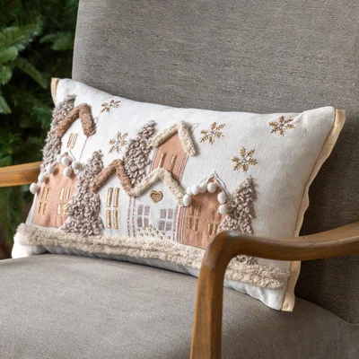 Dunelm Nordic Noel Houses Rectangle Cushion