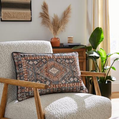 Dunelm Oriental Cord Cushion 40 x 60cm Navy (Blue)