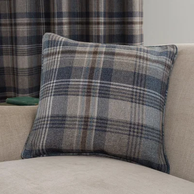 Dunelm Perth Navy Check Cushion Navy Blue