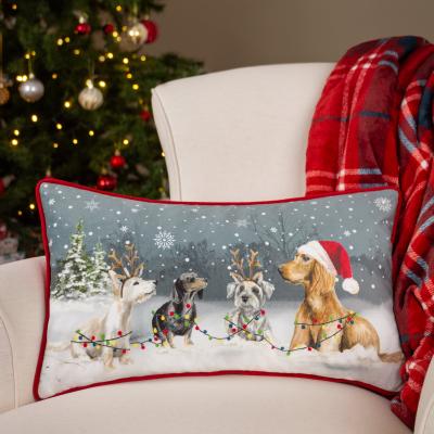 Dunelm EvansLichfield Xmas Dog Rectangle Cushion MultiColoured