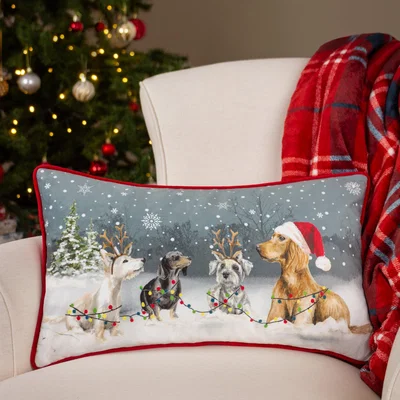 Dunelm EvansLichfield Xmas Dog Rectangle Cushion MultiColoured