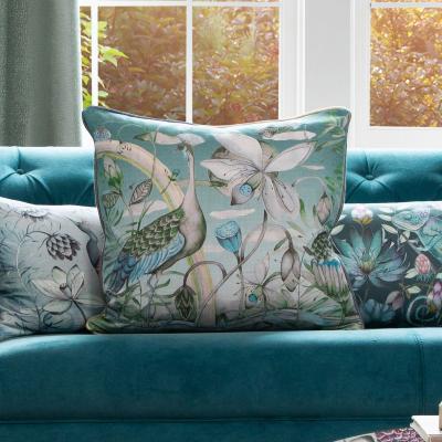 Dunelm Luan Velvet Square Cushion Luan Emerald