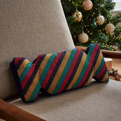 Dunelm Merry and Bright Stripe Beaded Cracker Rectangular Cushion Blue