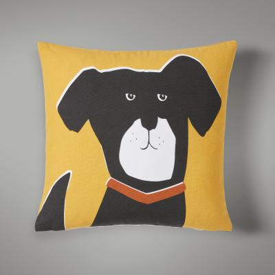 Dunelm Dog Printed Cushion Yellow/Black/White