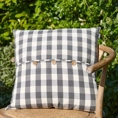 Dunelm Gingham Buttoned Square Cushion