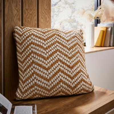 Dunelm Chenille Chevron Cushion Butterscotch (Yellow)