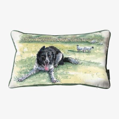 Dunelm Aquarelle Collie Cushion MultiColoured