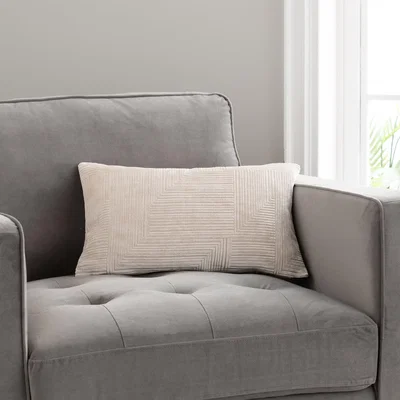 Dunelm Geo Lines Cushion Cream