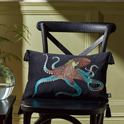 Dunelm Octopus Cushion Black