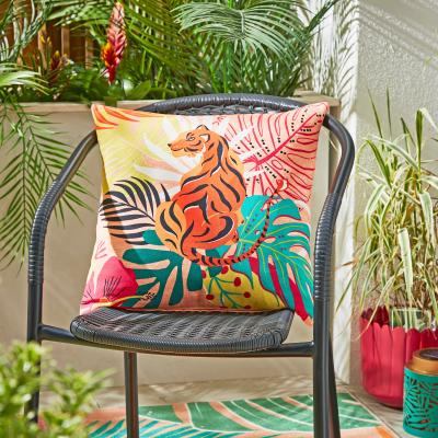 Dunelm Tiger Tropical Square Outdoor Cushion MultiColoured