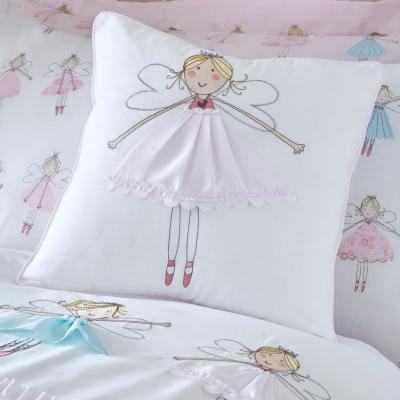 Dunelm Fairies Pink Square Cushion Pink/White