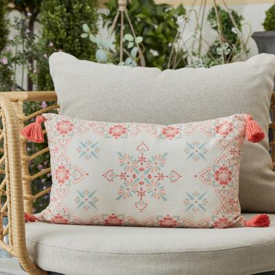 Dunelm Boho Tile Print Boudoir Cushion Pink